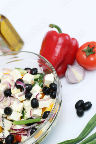 Multi-coloured vegetables for salad