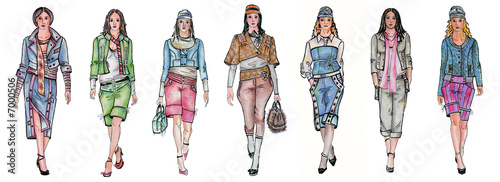 Seven different fashion models