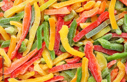 Frozen peppers background
