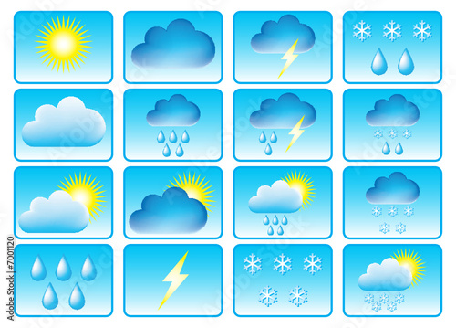Symbols for the indication of weather. Vector illustration.