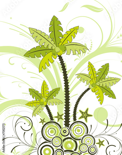 Wallpaper Mural Summer background with palm tree, starfish, flower, vector Torontodigital.ca