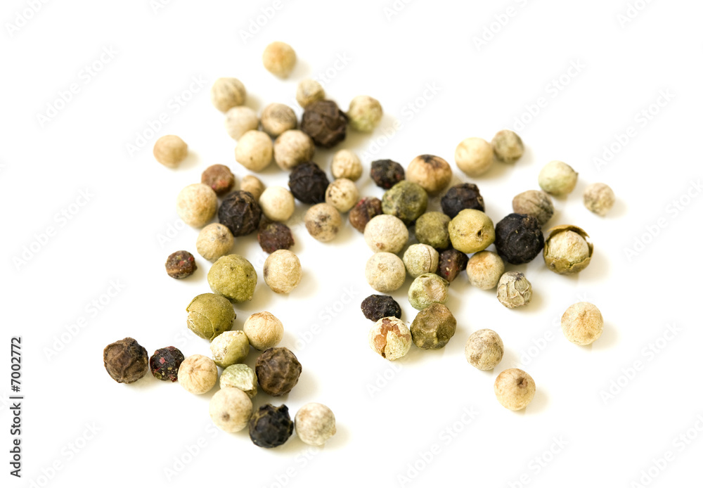 various peppercorns on white background various peppercorns on white background