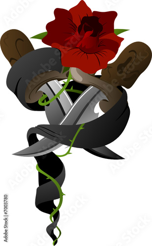 Rose, Knives and Ribbon