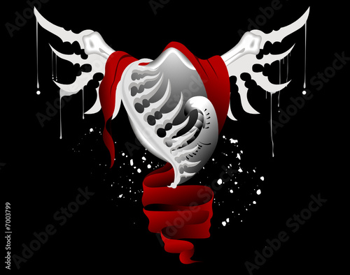Metal Shield, Wings and Ribbon