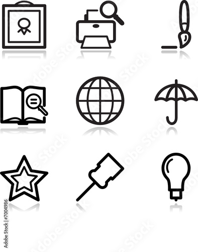 Black contour web icons, set 9