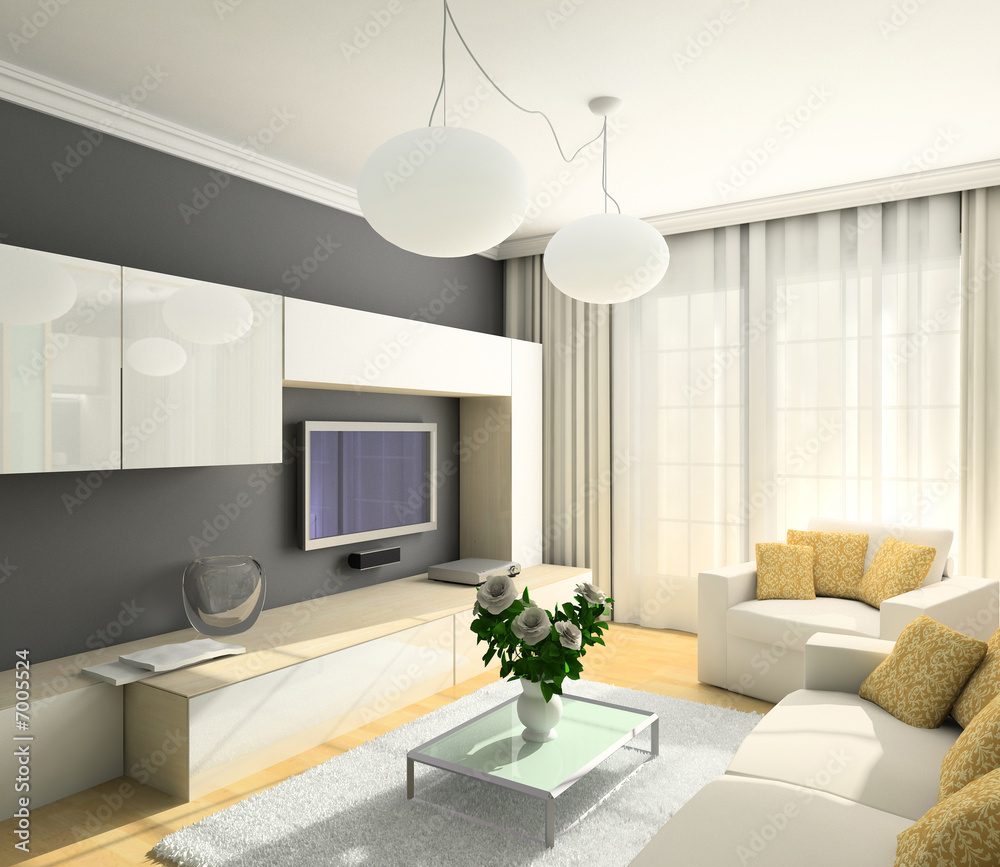 Fototapeta premium 3D render modern interior of living-room