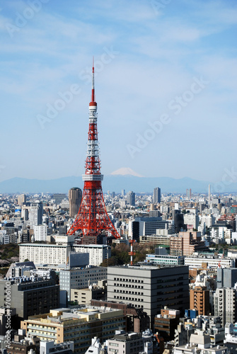 tokyo tower and mount fuji