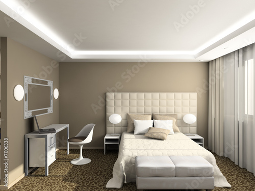 3D render modern interior of bedroom