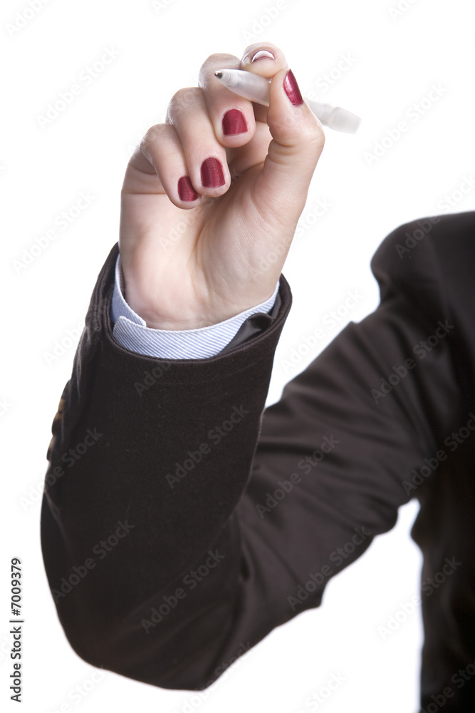 Fototapeta premium businesswoman holding pen isolated on white background
