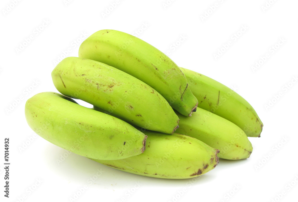 Bananas green isolated on white background