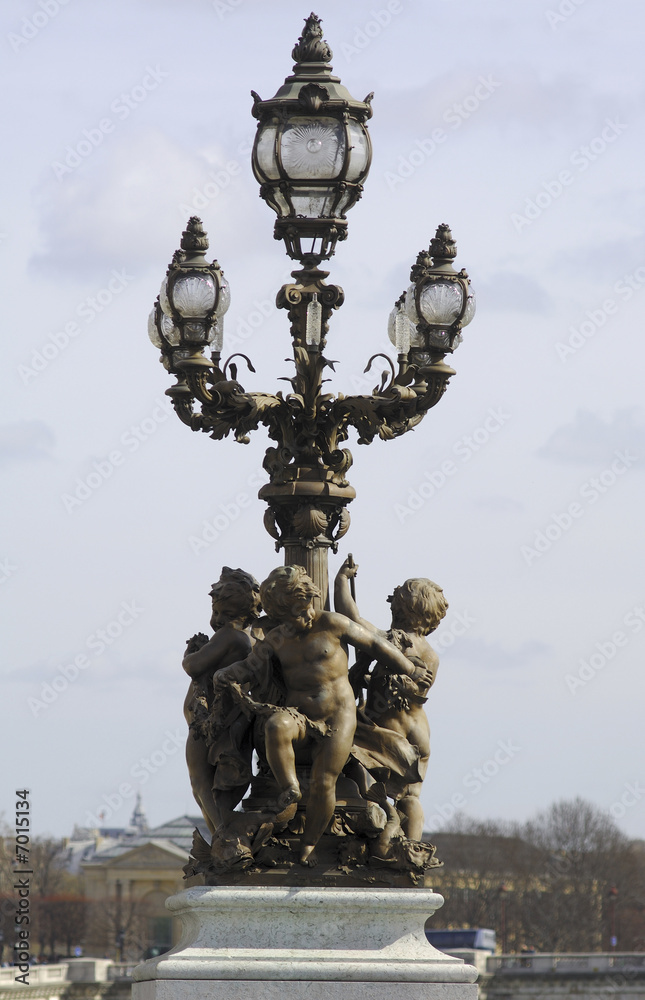 France; Paris; street bronze lamp