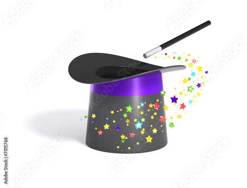 magic hat and wand with clipping path