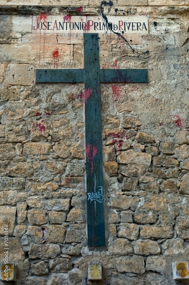 Profaned memorial cross