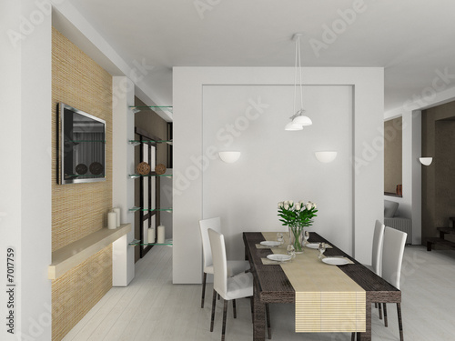 3D render modern interior of dining-room