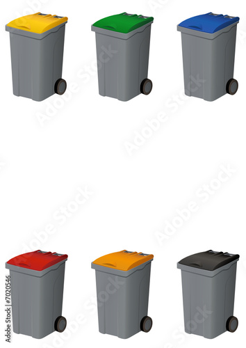 Poubelles grises du tri sélectif