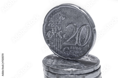 2o eurocent coin on pile photo