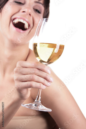 Frau Lachen Freude Glas Wein