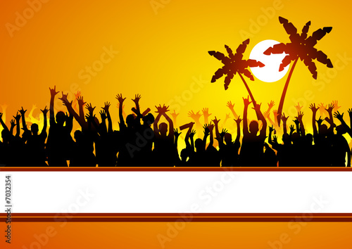 Happy people on holiday tropical background