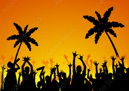 Happy people on holiday having fun