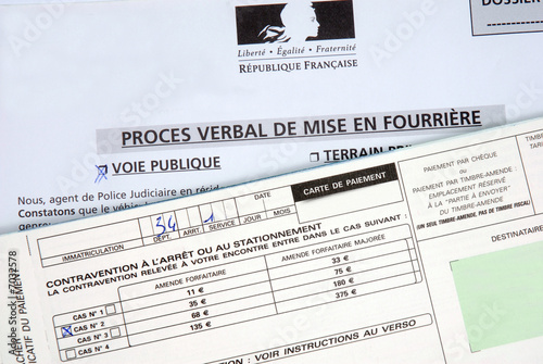 Contravention Timbre amende PV proces verbal fourriere photo