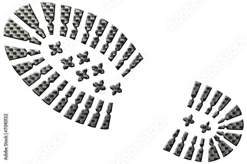 Carbon shoeprint Isolated on a white background