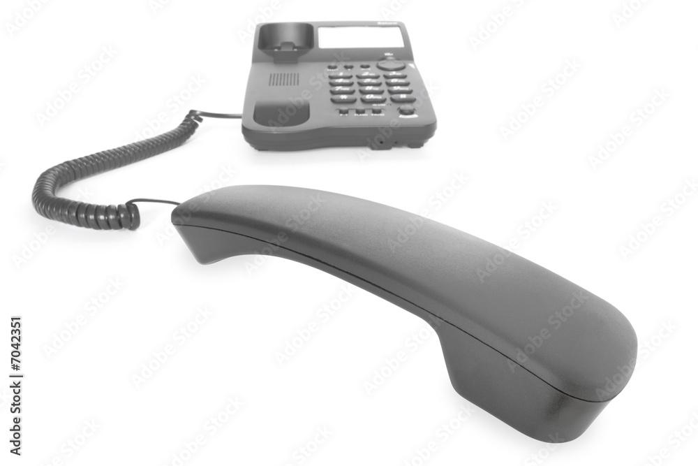 black telephone with receiver isolated on white black telephone with receiver isolated on white