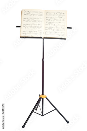 Music stand with piano notes isolated