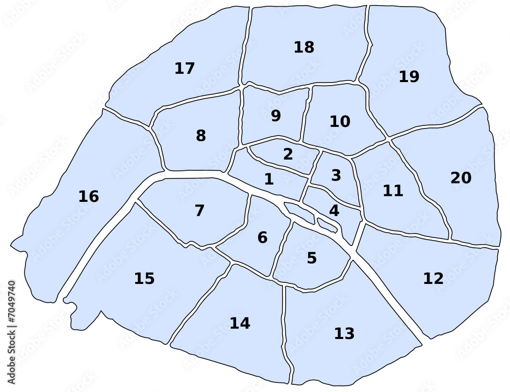 Fototapeta premium Carte des arrondissements de Paris