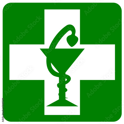 Caducée de pharmacie dans croix verte 2