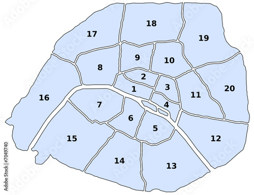 Carte des arrondissements de Paris photo
