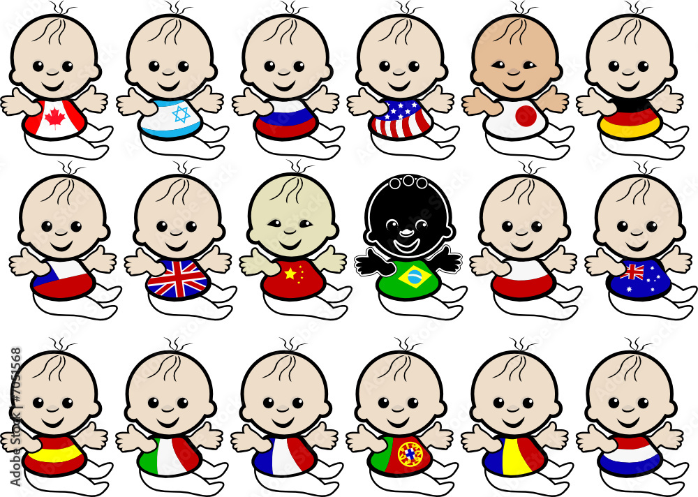 Babies with flags on their t-shirts Babies with flags on their t-shirts