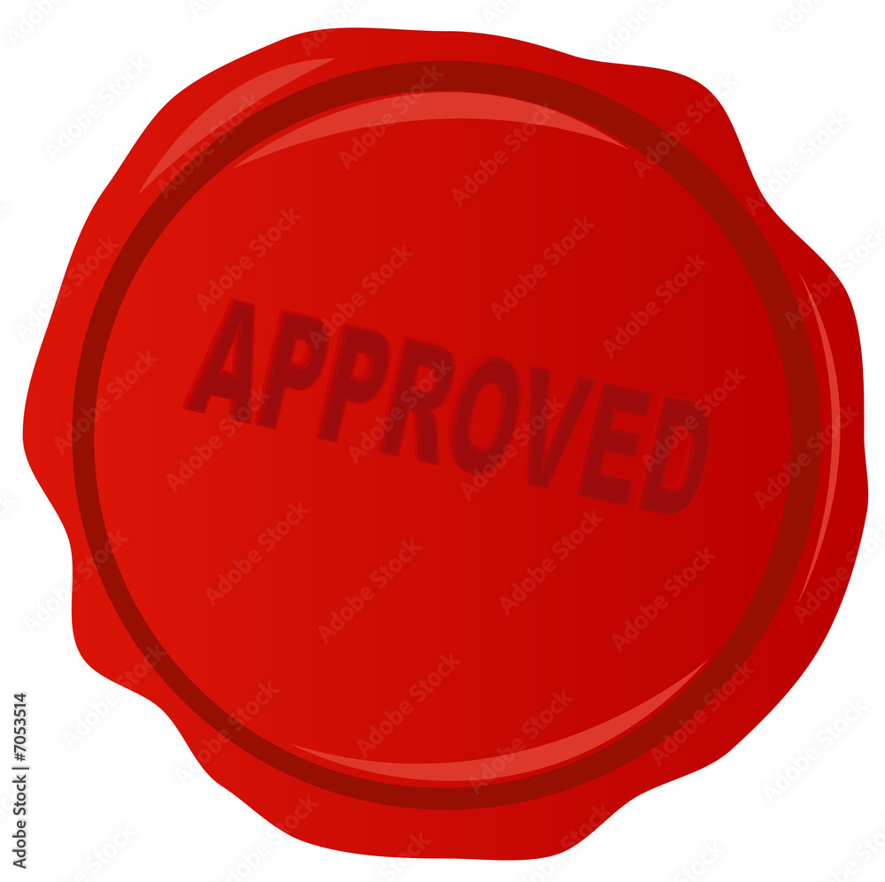 wax stamp or seal with approved stamped acrossed it wax stamp or seal with approved stamped acrossed it