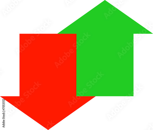red down and green up arrow joined together 