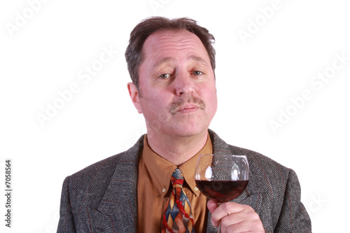 Man with red wine. Wine Snob