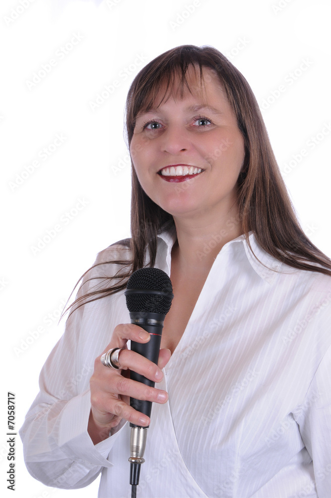 Moderatorin Ansage Mikrofon Sängerin Frau Gesang Moderatorin Ansage Mikrofon Sängerin Frau Gesang