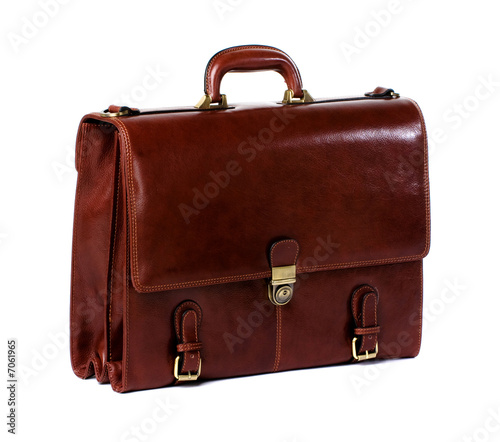 Brown leather briefcase of a businessman