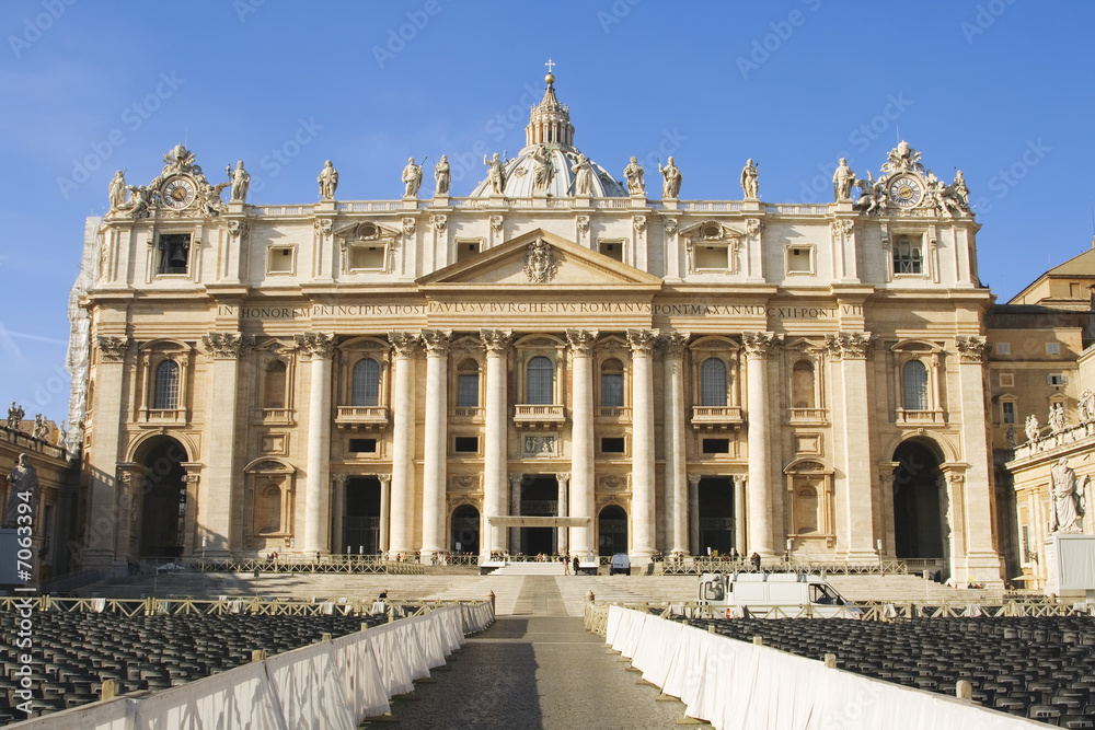 Saint Peters Basilica in Vatican City in Rome, Italy.
