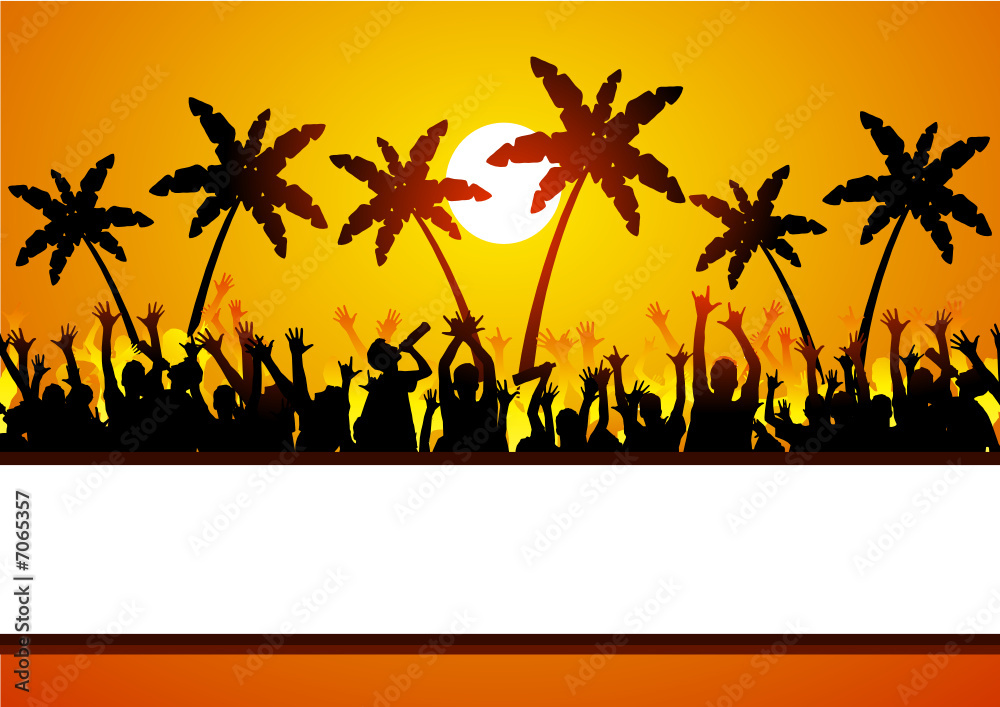 Happy people on holiday tropical background