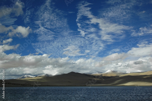 Cloud formations over lake and mountains, Ladakh, India