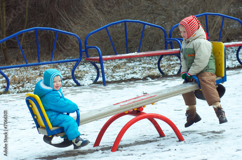 Photos Boy and girl on the pleasure-ground.