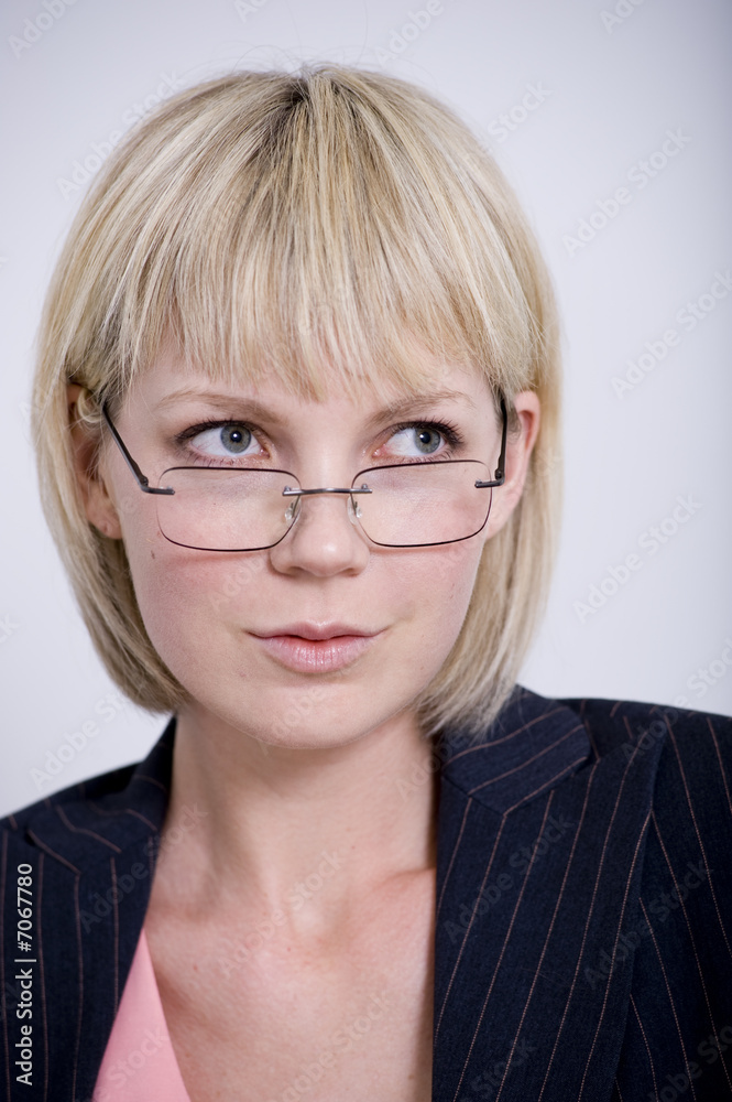 blonde executive with glasses