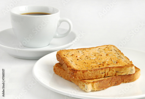 Toasts ans a cup of coffee