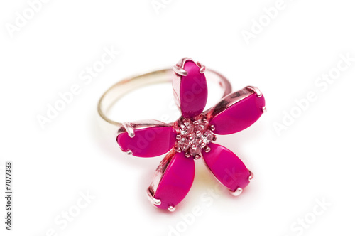 Flower shaped ring isolated on the white background
