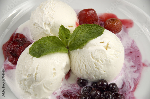 Strawberry or raspberry sorbet.