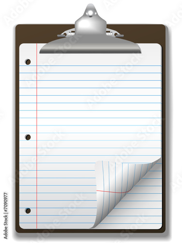 Clipboard School Ruled Notebook Paper Corner Page Curl