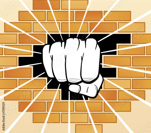 Fist breaking a wall