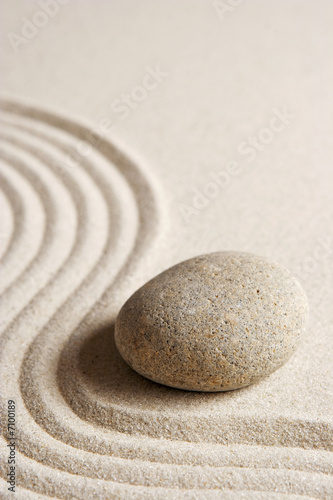 Stone on raked sand #7100189