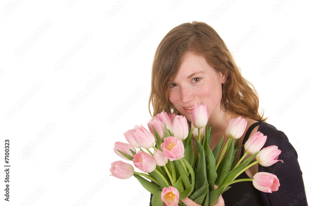 woman with tulips