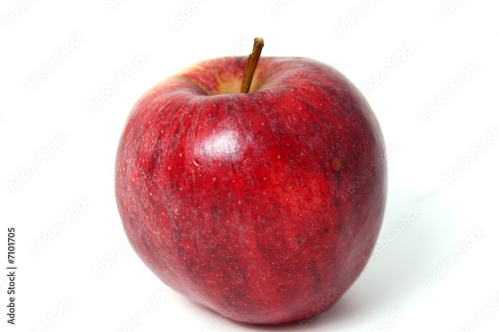 Pomme rouge sur fond blanc