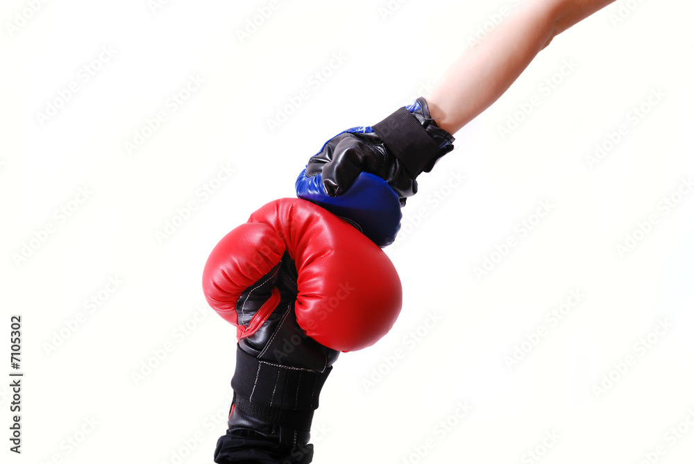Competition concept with boxing gloves Competition concept with boxing gloves